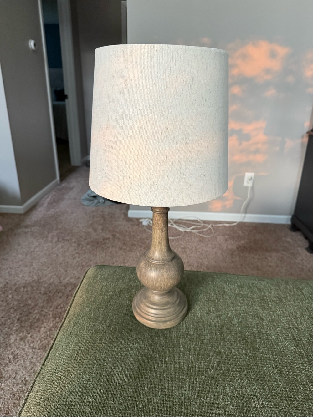 Neutral Wood Finish Table Lamp with Cream Shade - Home Accents